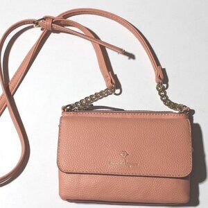 Nanette Lepore Peachy Vegan Leather Gold Chain Crossbody Purse Handbag